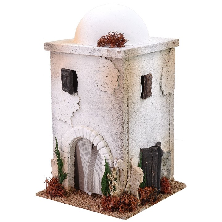 Casa árabe con cúpula y arco de 15x15x26 cm h.