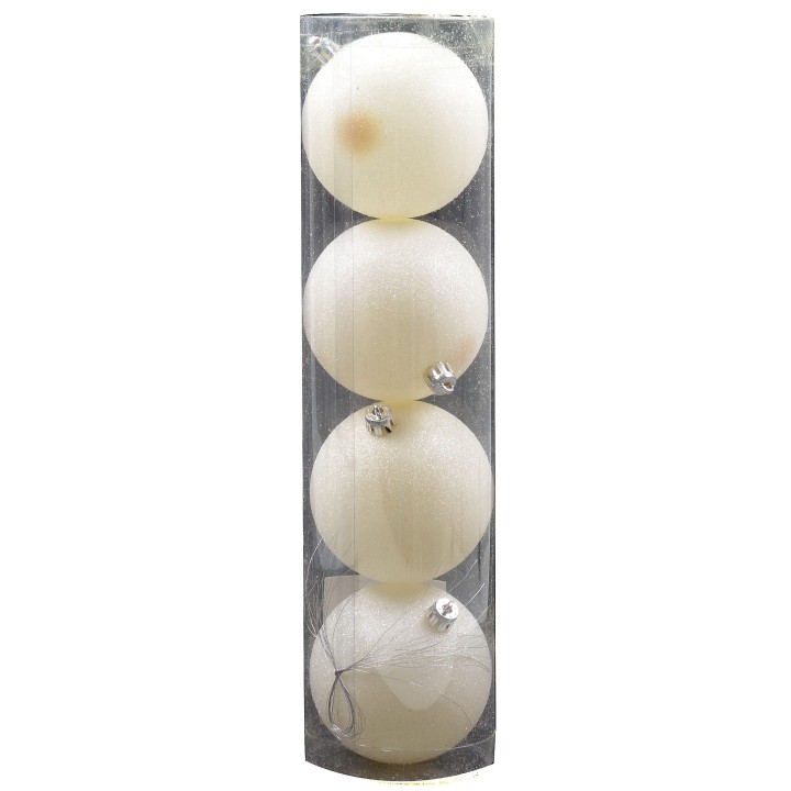 Set 4 palline bianco ø 8 cm per albero di Natale