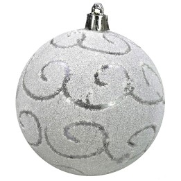 Bola blanca con purpurina ø 8 cm Navidad