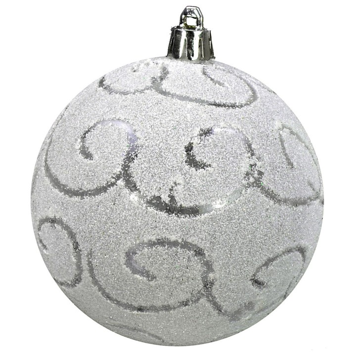 Pallina bianco con glitter ø 8 cm Natale
