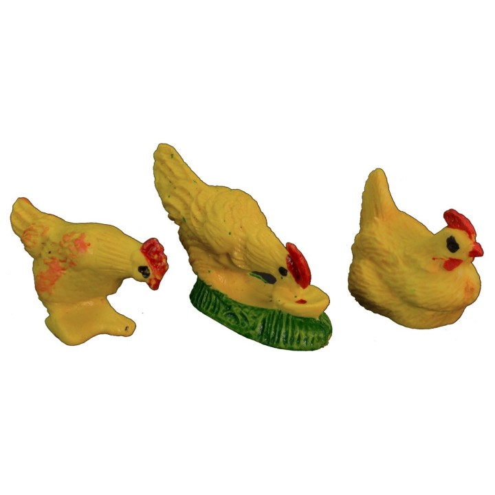 Set of 7 hens in pvc 2,5-4 cm