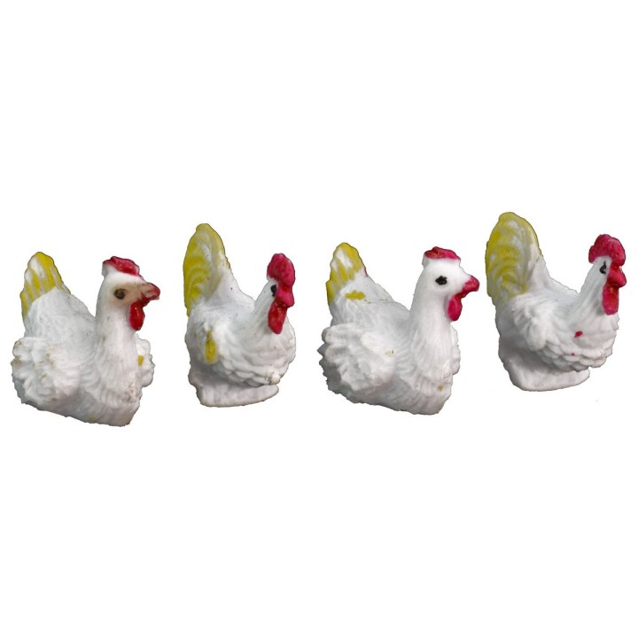 Juego de 7 gallinas en PVC de 2,5-4 cm