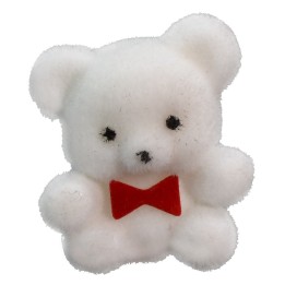 Peluche blanco con lazo rojo 3 cm