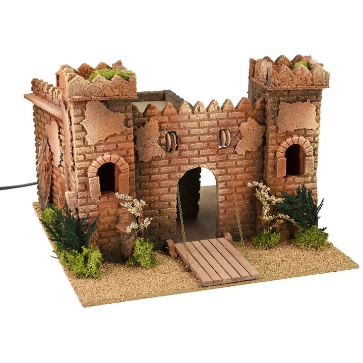 Castle with moving drawbridge cm 30x30x21,5 h