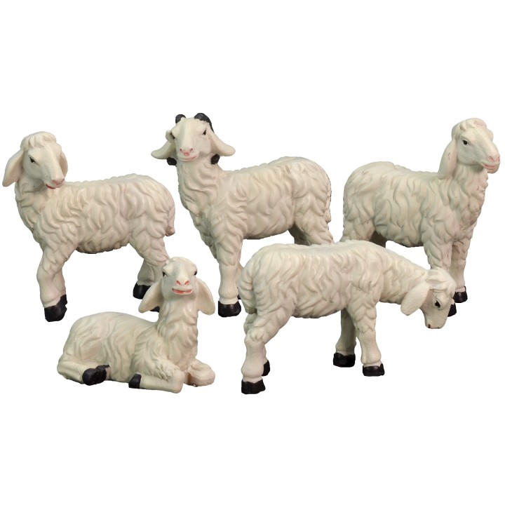 Conjunto de 5 ovejas de resina para estatuas de 15 cm