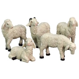 Set of 5 resin sheep for statues of 15 cm