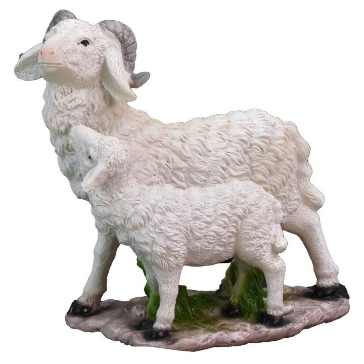 Cabra con cría de resina para estatuas de 40-45 cm.