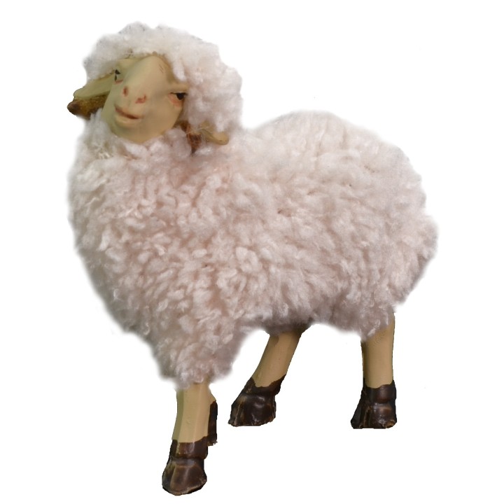 Set 2 pecore in resina con lana per statue da 10-12 cm