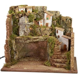 Illuminated nativity scene with windmill cm 45x30x37.5 h