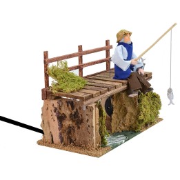 Pescatore sul pontile in movimento serie 12 cm