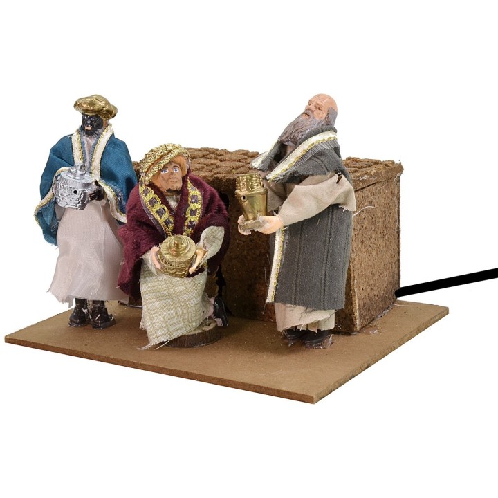 Tres Reyes Magos con doble movimiento de 12 cm