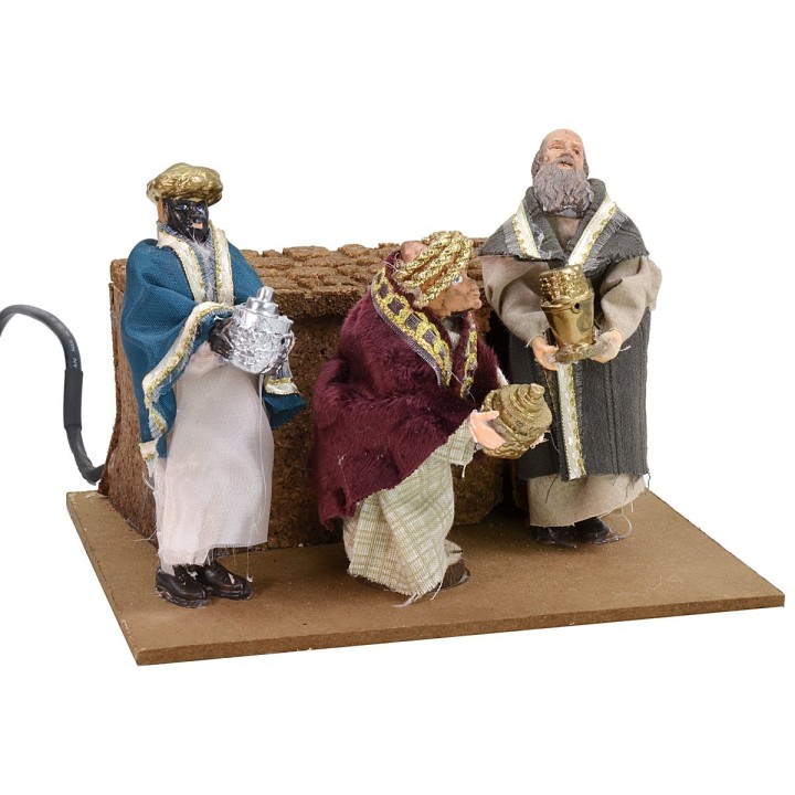 Tres Reyes Magos con doble movimiento de 12 cm