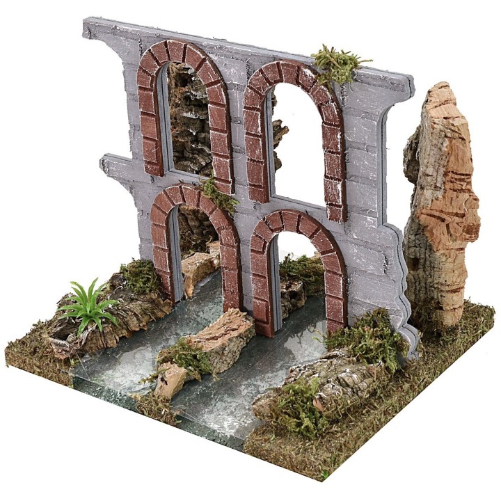 Fiume componibile effetto profondità con rovine di acquedotto
