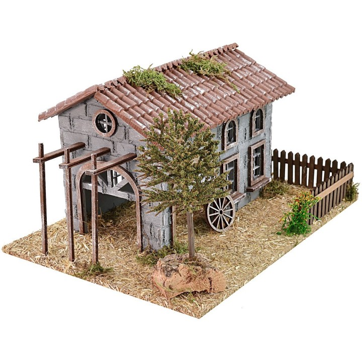 Granja con pajar para belén de 32x24x19 cm h
