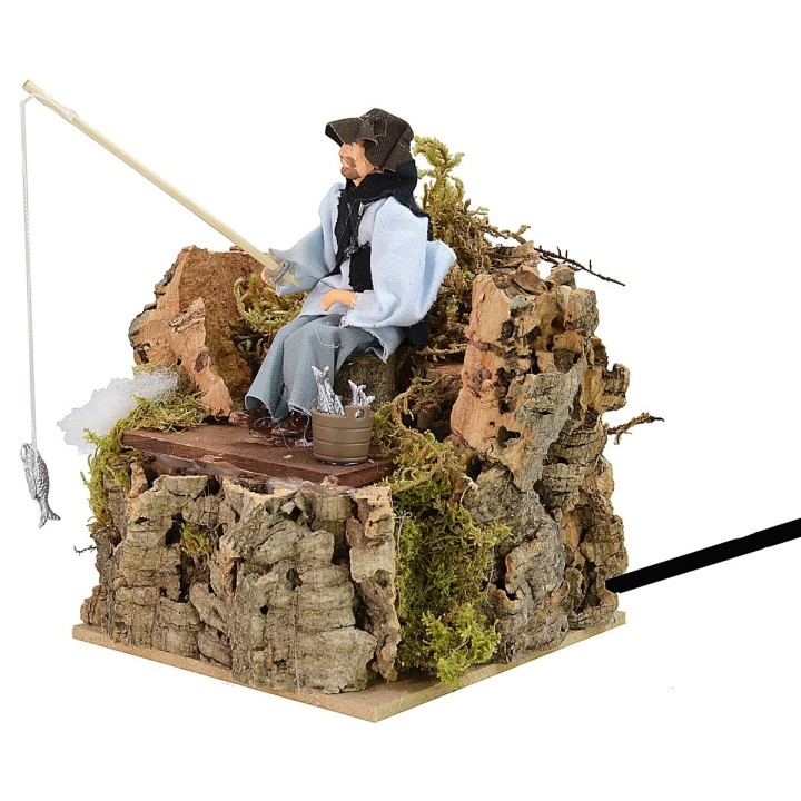 Seated fisherman 12 cm series in motion