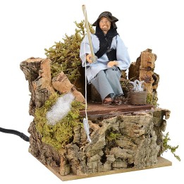 Pescador sentado serie 12 cm en movimiento
