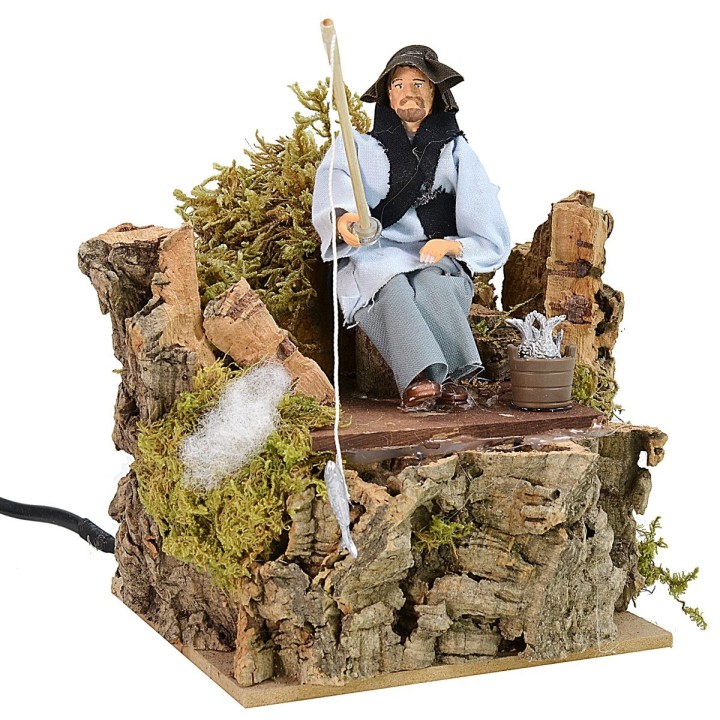 Pescador sentado serie 12 cm en movimiento