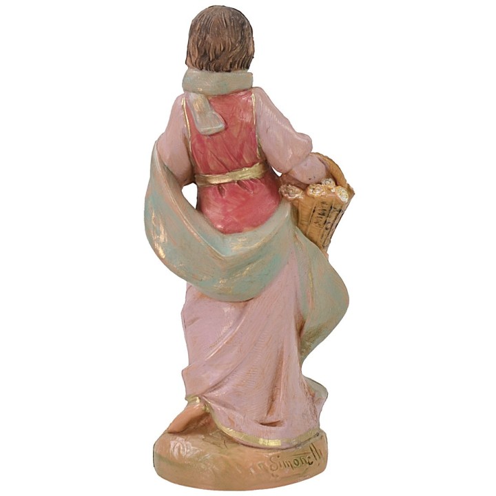 Donna con cesto di fiori 12 cm Fontanini