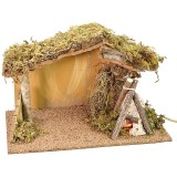 Capanna per presepe con fuoco funzionante cm 37,5x23x24 h