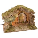 Cabaña con granero de 39,5x22,7x25 cm h con luz que funciona