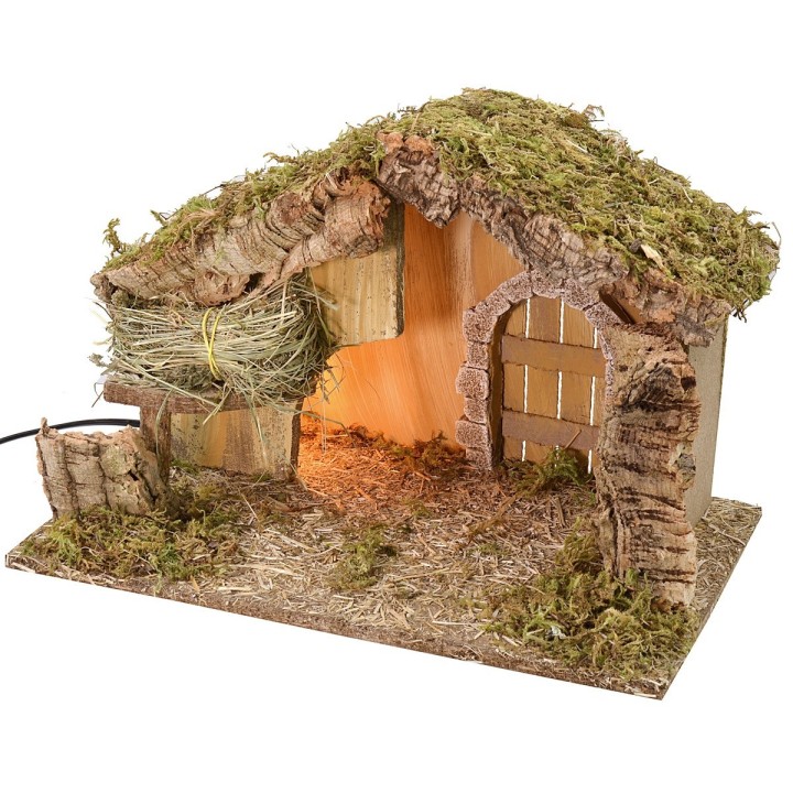 Capanna con fienile cm 39,5x22,7x25 h con luce funzionante a