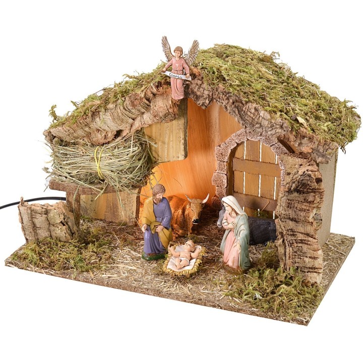 Capanna con fienile cm 39,5x22,7x25 h con luce completa di