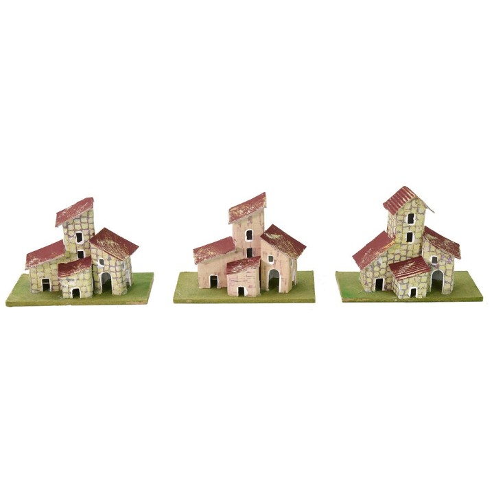 Set of 3 houses for creche 10x5x8 cm h.