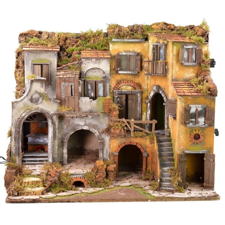 Neapolitan hamlet in 18th century style illuminated with