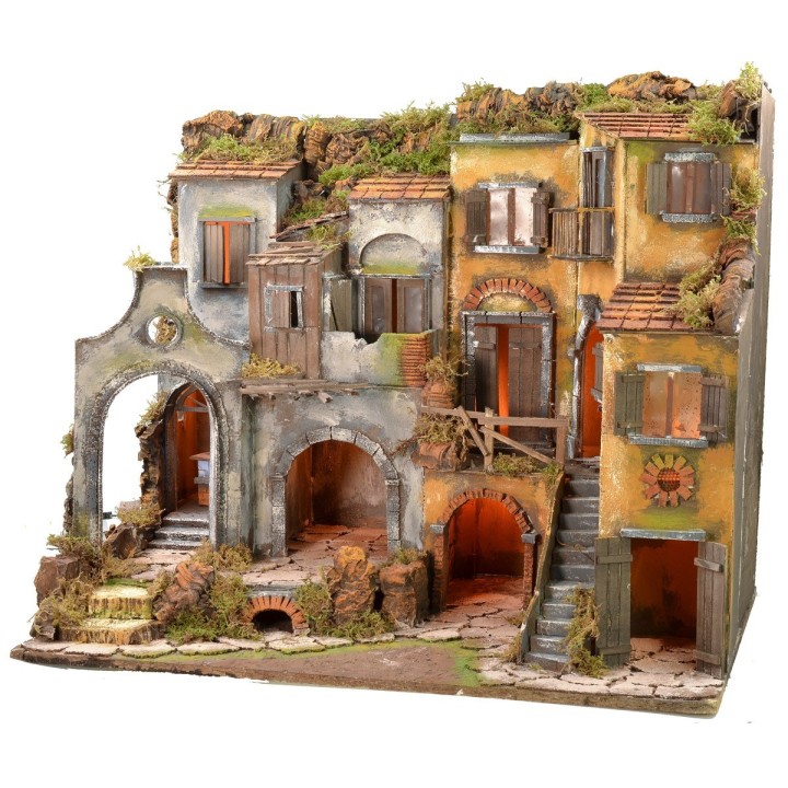 Neapolitan hamlet in 18th century style illuminated with