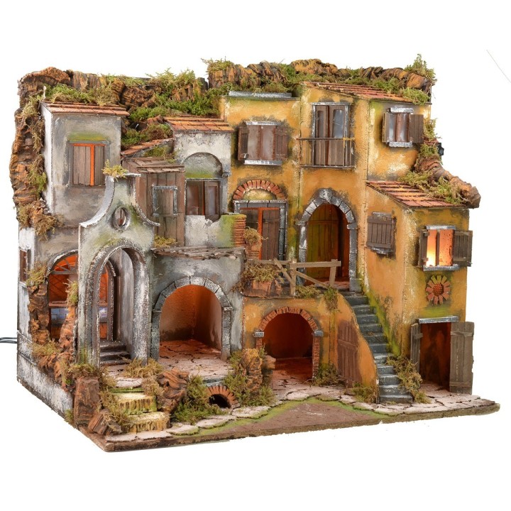 Neapolitan hamlet in 18th century style illuminated with