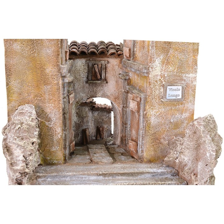 Pueblo con callejón en efecto de perspectiva cm 31,5x39x31 h