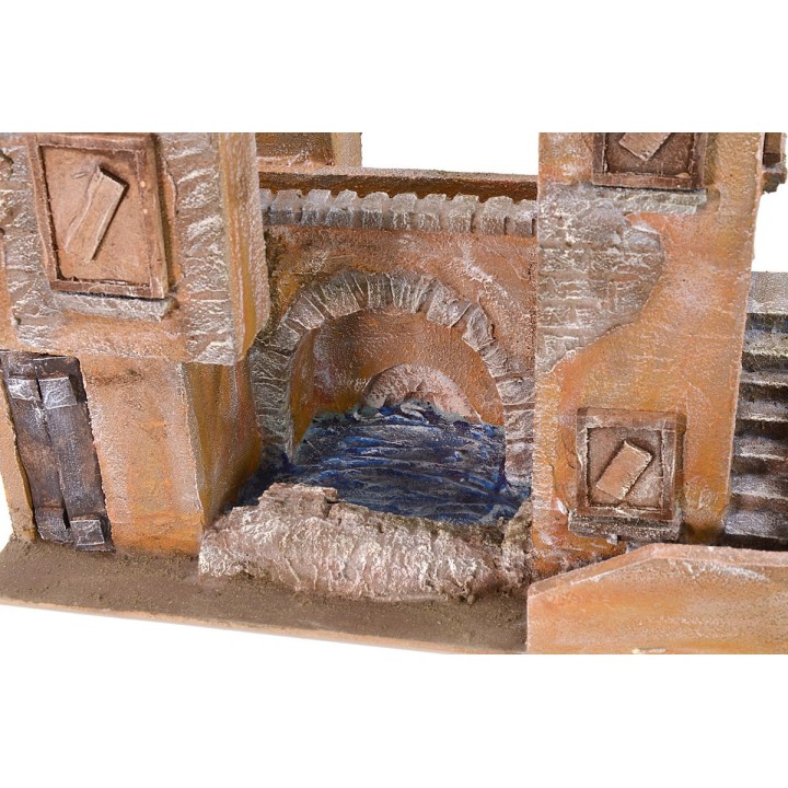 Palacio con puente y estanque de 39x25x35 cm h