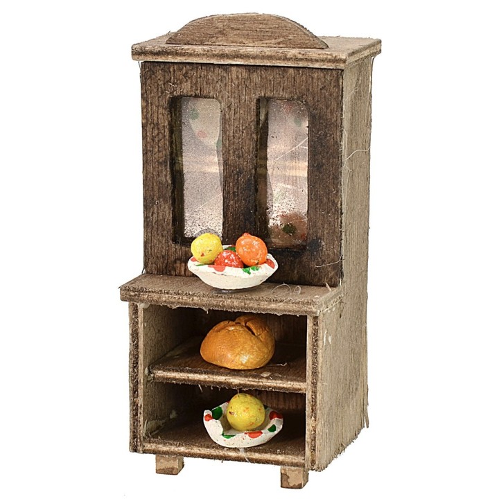 Wooden sideboard with food cm 4x4x8 h