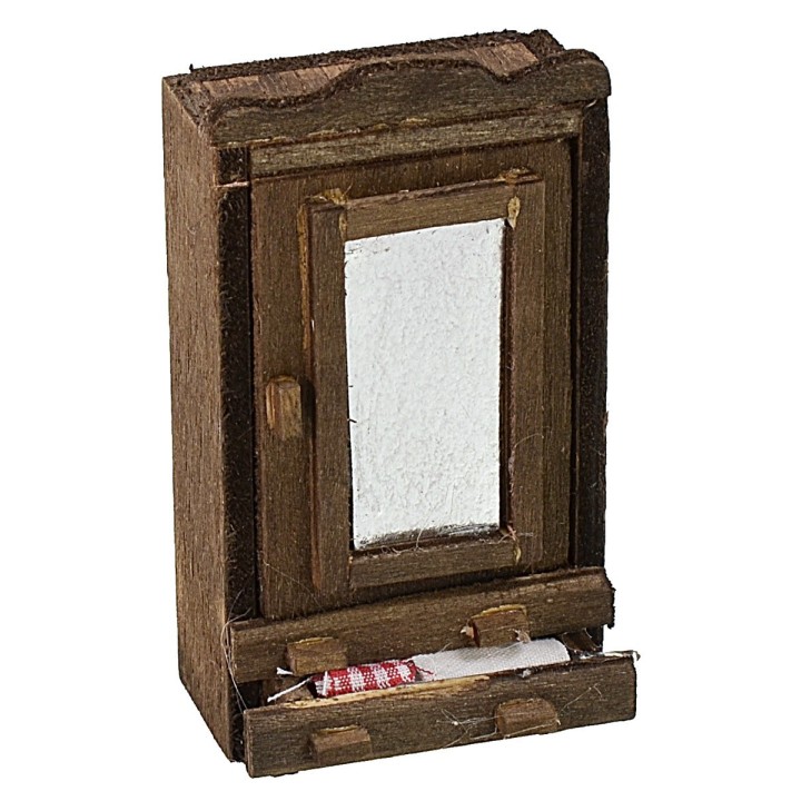 Wardrobe set with mirror and bedside table for 8-10 cm statues