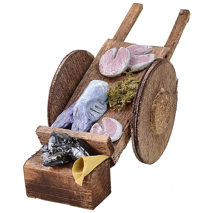 Cart with fish for Nativity cm 5,5x13,5x5,5 h