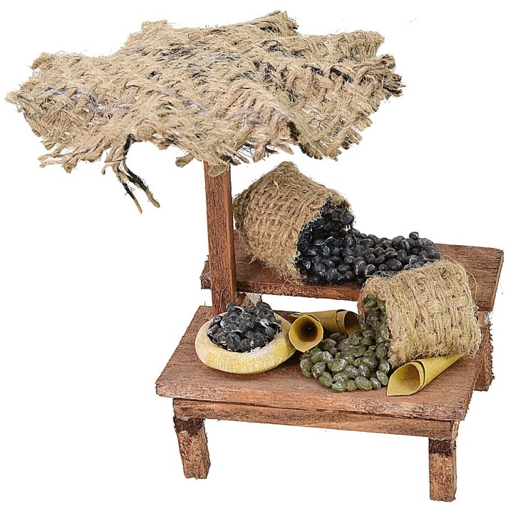 Bancarella mercato con olive verdi e nere cm 12x10,5x11 h per