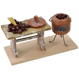 Banco con castagne cm 11,5x5x6,5 h per statue cm 10