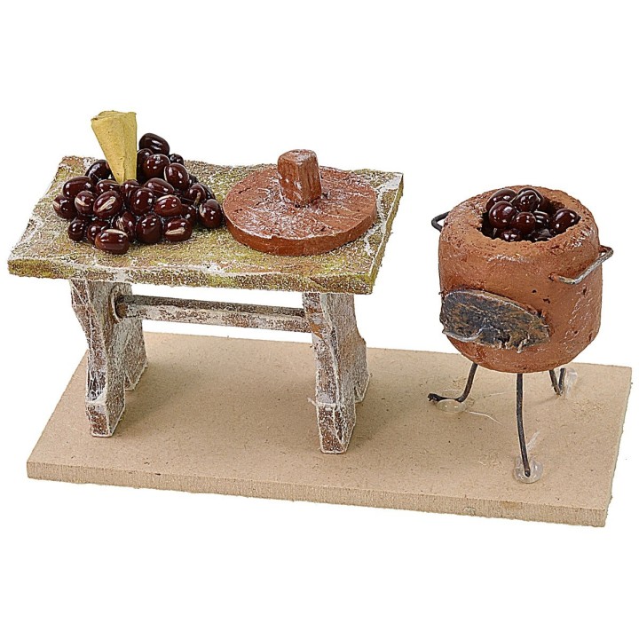 Banco con castagne cm 11,5x5x6,5 h per statue cm 10