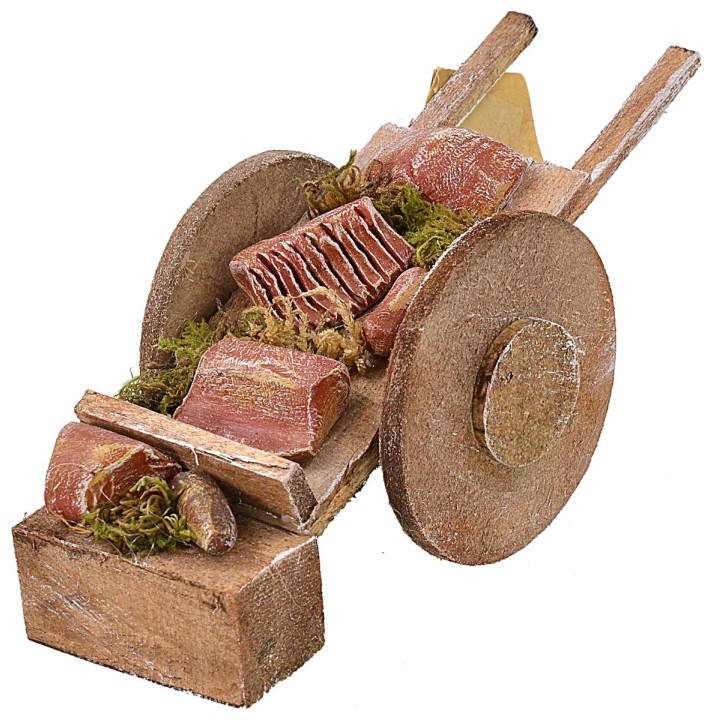 Carretto con carne per Presepe cm 5,5x13,5x5,5 h