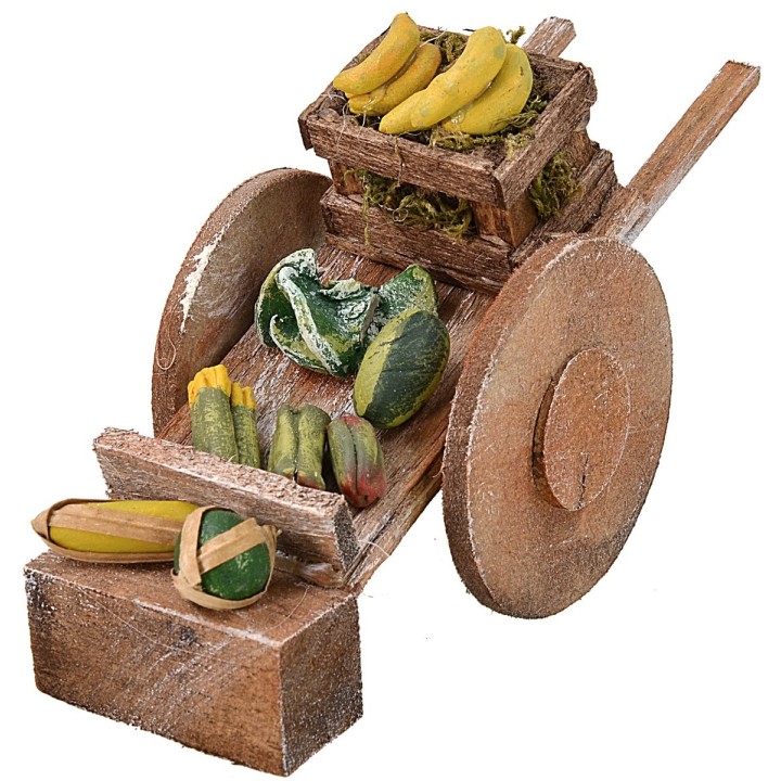 Carretto con frutta e verdura per Presepe cm 5,5x13,5x5,5 h
