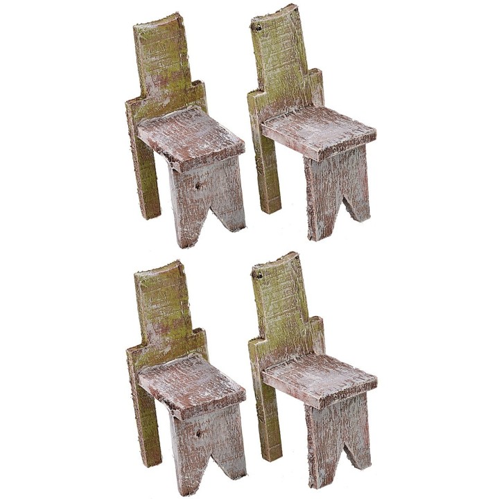 Tavolo in legno con 4 sedie per statue cm 8-10