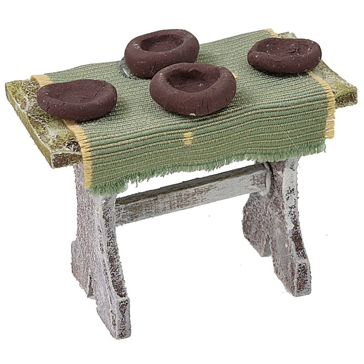 Mesa de madera con 4 sillas para estatuas de 10 cm