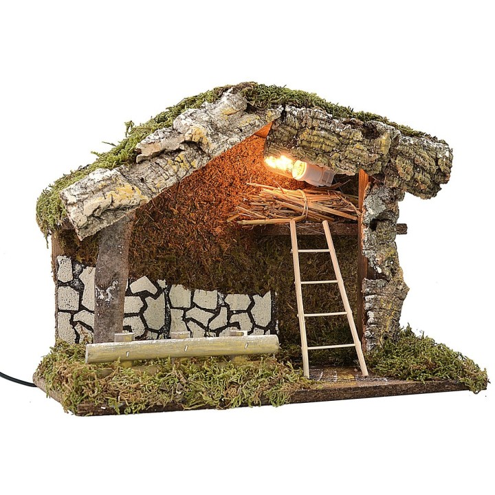 Capanna illuminata con scala e fienile cm 33x18,5x25 h