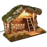 Illuminated hut with staircase and barn cm 33x18,5x25 h