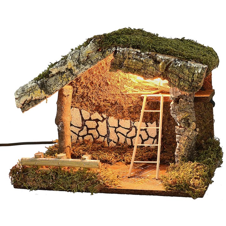 Capanna illuminata con scala e fienile cm 33x18,5x25 h