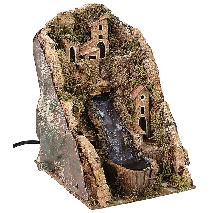 Paesaggio con cascata funzionante cm 14x20x21 h per presepe