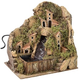 Paisaje para belén con cascada funcional de 20x13,5x19 cm h