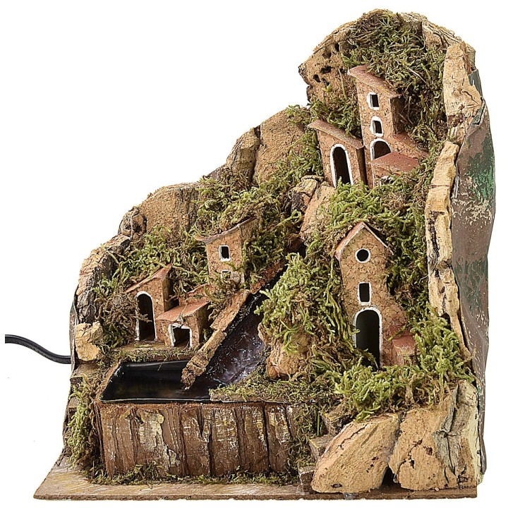 Paisaje para belén con cascada funcional de 20x13,5x19 cm h