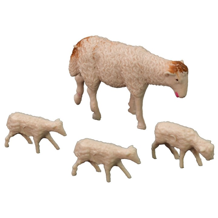 Oveja con tres corderos serie Oliver para estatuas de 10 cm