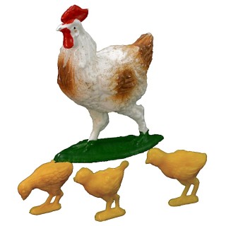 Set gallina e 3 pulcini serie Oliver per statue 10 cm
